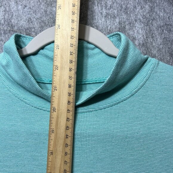 Lands End Long Sleeve Mock Neck Top Womens Large Stripe Layering Thumbhole - Picture 3 of 8